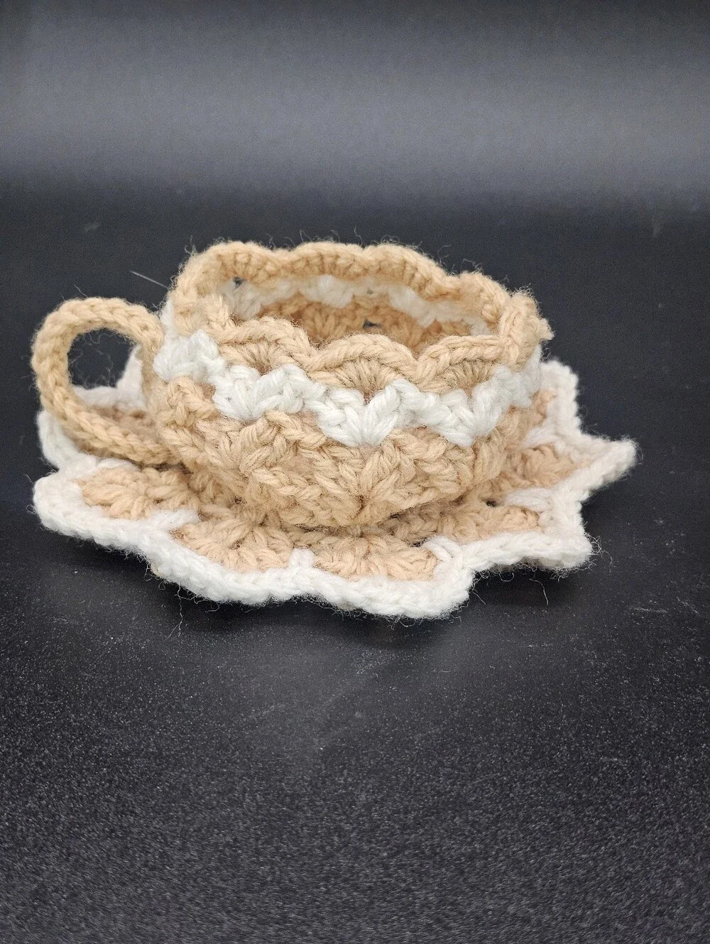 Vintage Handmade Crochet Teacup Coaster Set - Assorted Colors